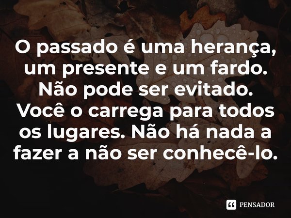 ⁠O passado é uma herança, um presente e um fardo. Não pode ser evitado. Você o carrega para todos os lugares. Não há nada a fazer a não ser conhecê-lo.... Frase de Jill Lepore.