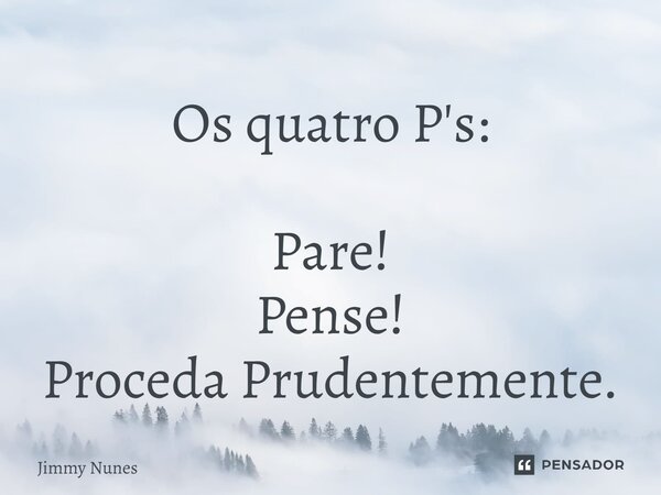 Os quatro P's: Pare! Pense! Proceda Prudentemente.⁠... Frase de Jimmy Nunes.