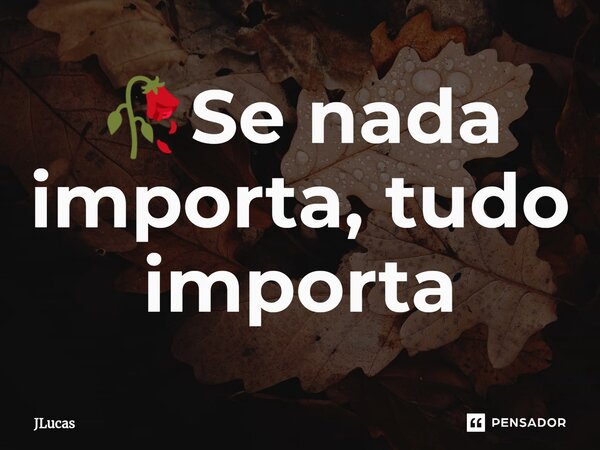 ⁠🥀Se nada importa, tudo importa... Frase de Jlucas.