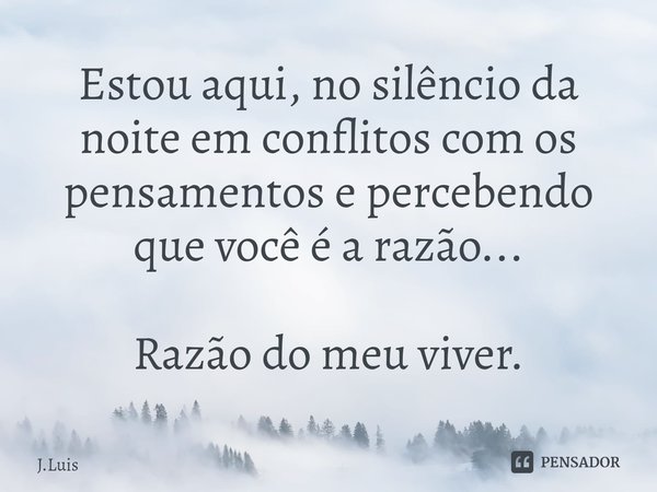 ⁠Estou aqui, no silêncio da noite em conflitos com os pensamentos e percebendo que você é a razão... Razão do meu viver.... Frase de J.Luis.