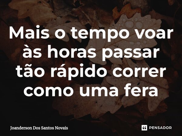 ⁠Mais o tempo voar às horas passar tão rápido correr como uma fera... Frase de Joanderson Dos Santos Novais.