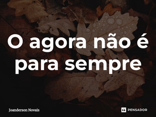 ⁠O agora não é para sempre... Frase de Joanderson Novais.