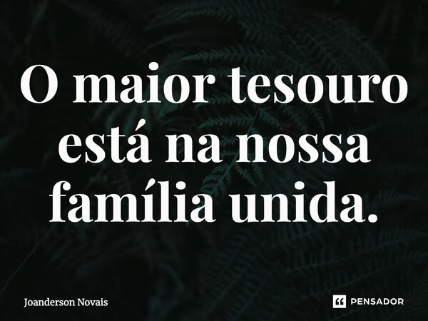 ⁠O maior tesouro está na nossa família unida.... Frase de Joanderson Novais.