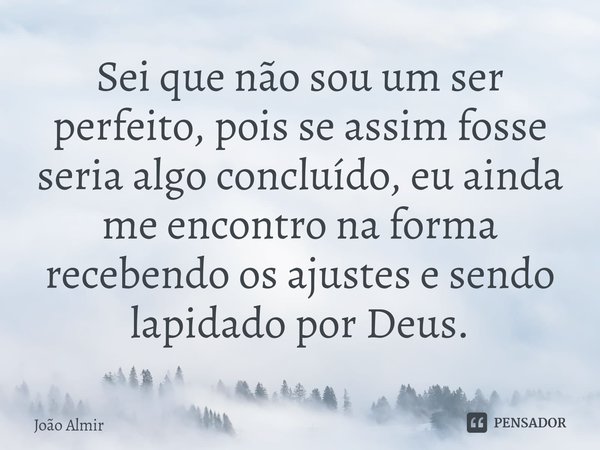 ⁠Sei que não sou um ser perfeito, pois se assim fosse seria algo concluído, eu ainda me encontro na forma recebendo os ajustes e sendo lapidado por Deus.... Frase de João Almir.