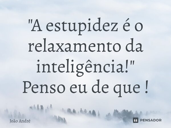 "⁠A estupidez é o relaxamento da inteligência!" Penso eu de que !... Frase de João André.
