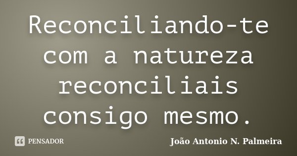 Reconciliando-te com a natureza reconciliais consigo mesmo.... Frase de João Antonio N. Palmeira.