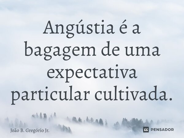 Angústia é a bagagem de uma expectativa particular cultivada.... Frase de João B. Gregório Jr..