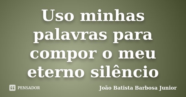 Uso minhas palavras para compor o meu eterno silêncio... Frase de João Batista Barbosa Junior.