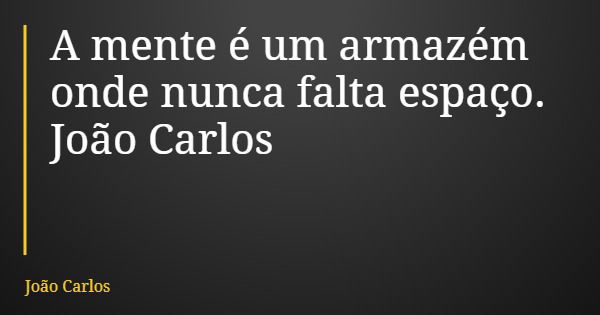 A mente é um armazém onde nunca falta espaço. João Carlos... Frase de João Carlos.