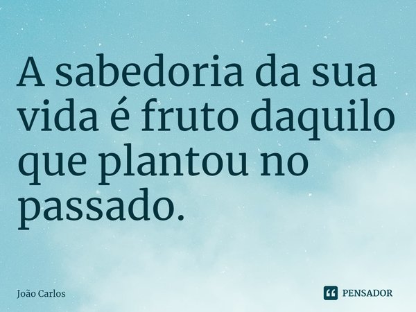 ⁠A sabedoria da sua vida é fruto daquilo que plantou no passado.... Frase de Joao Carlos.