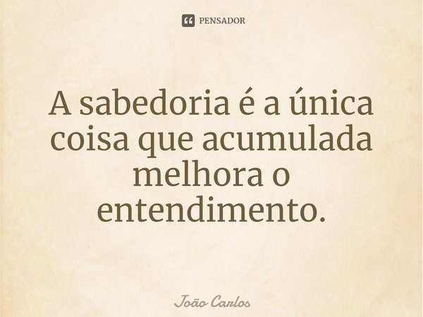 ⁠A sabedoria é a única coisa que acumulada melhora o entendimento.... Frase de Joao Carlos.