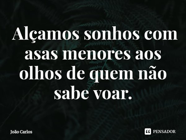 ⁠ Alçamos sonhos com asas menores aos olhos de quem não sabe voar.... Frase de Joao Carlos.
