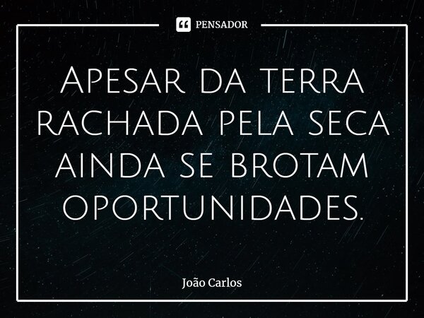 ⁠Apesar da terra rachada pela seca ainda se brotam oportunidades.... Frase de Joao Carlos.