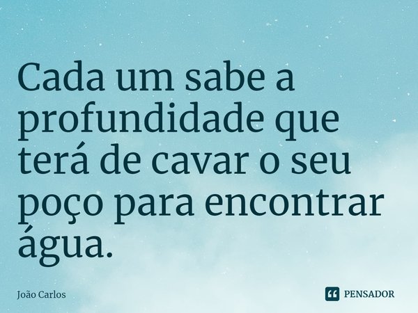 ⁠Cada um sabe a profundidade que terá de cavar o seu poço para encontrar água.... Frase de Joao Carlos.