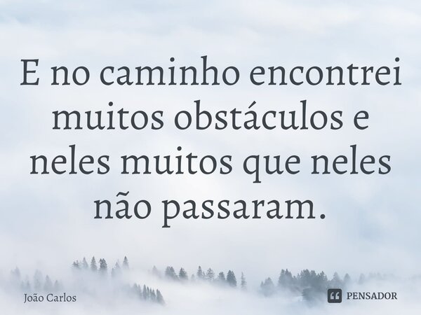 ⁠E no caminho encontrei muitos obstáculos e neles muitos que neles não passaram.... Frase de Joao Carlos.