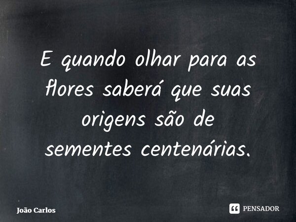 ⁠E quando olhar para as flores saberá que suas origens são de sementescentenárias.... Frase de Joao Carlos.