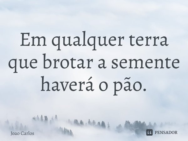 ⁠Em qualquer terra que brotar a semente haverá o pão.... Frase de Joao Carlos.
