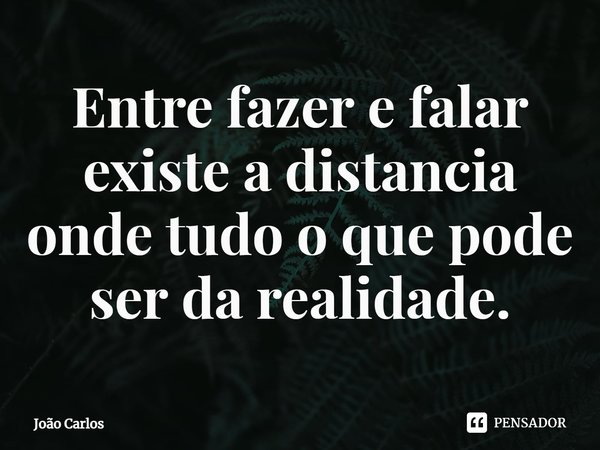 ⁠Entre fazer e falar existe a distancia onde tudo o que pode ser da realidade.... Frase de Joao Carlos.