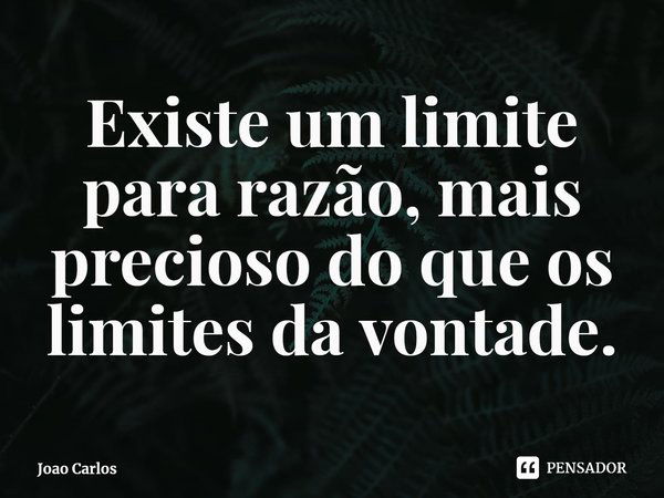 ⁠Existe um limite para razão, mais precioso do que os limites da vontade.... Frase de Joao Carlos.