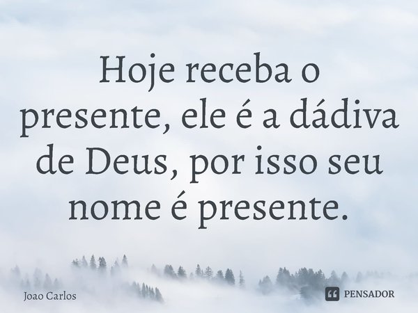 ⁠Hoje receba o presente, ele é a dádiva de Deus, por isso seu nome é presente.... Frase de Joao Carlos.