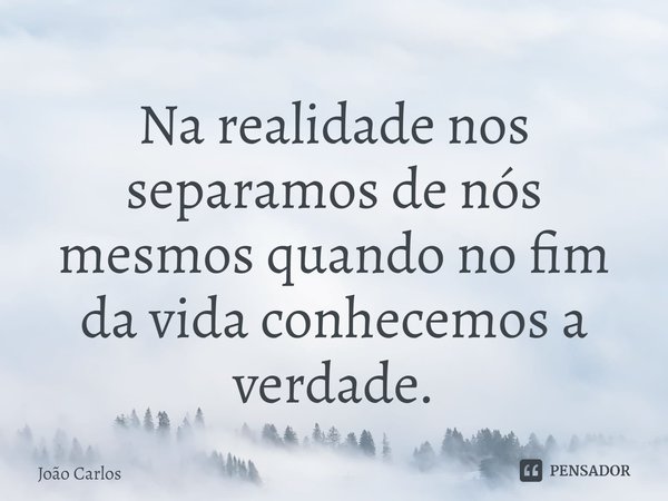⁠Na realidade nos separamos de nós mesmos quando no fim da vida conhecemos a verdade.... Frase de Joao Carlos.