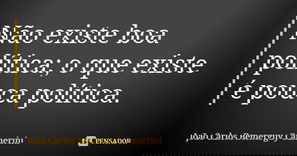 Não existe boa política; o que existe é pouca política.... Frase de João Carlos Bemerguy Camerini.