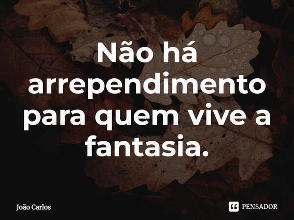 ⁠Não há arrependimento para quem vive a fantasia.... Frase de Joao Carlos.