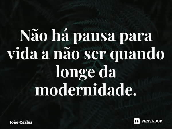 ⁠Não há pausa para vida a não ser quando longe da modernidade.... Frase de Joao Carlos.