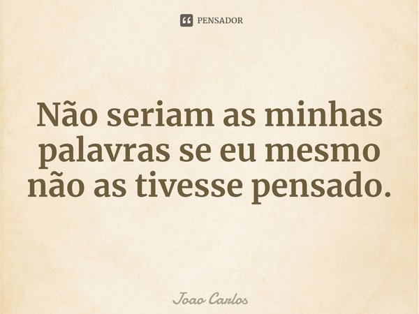 ⁠Não seriam as minhas palavras se eu mesmo não as tivesse pensado.... Frase de Joao Carlos.