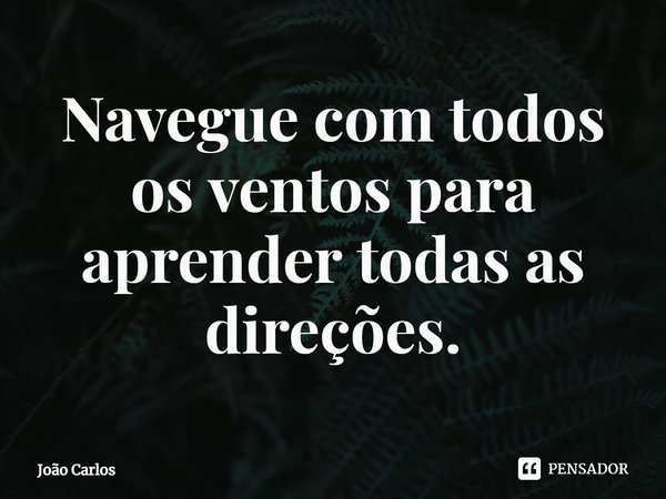 ⁠Navegue com todos os ventos para aprender todas as direções.... Frase de Joao Carlos.