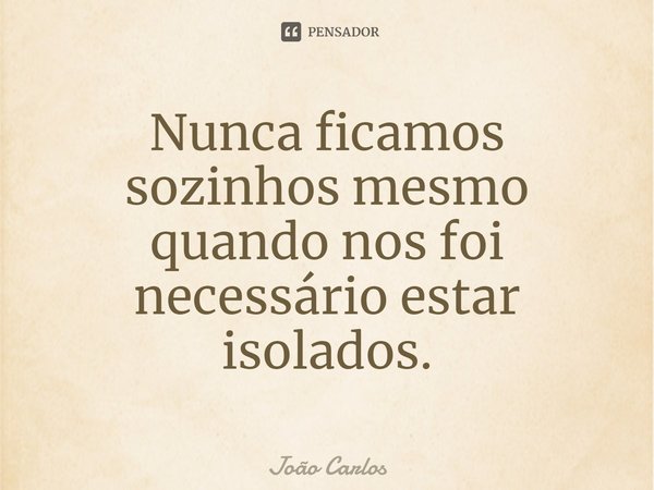 ⁠Nunca ficamos sozinhos mesmo quando nos foi necessário estar isolados.... Frase de Joao Carlos.