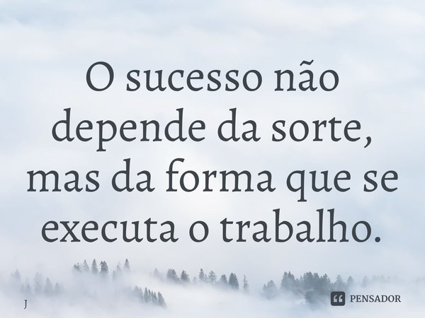 ⁠O sucesso não depende da sorte, mas da forma que se executa o trabalho.... Frase de João Carlos.