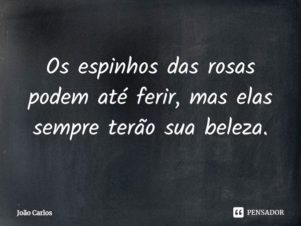 ⁠Os espinhos das rosas podem até ferir, mas elas sempre terão sua beleza.... Frase de Joao Carlos.