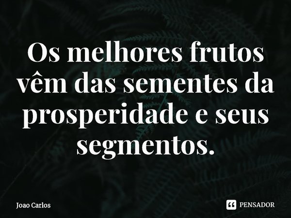 ⁠Os melhores frutos vêm das sementes da prosperidade e seus segmentos.... Frase de Joao Carlos.