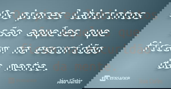 Os piores labirintos são aqueles que ficam na escuridão da mente.... Frase de João Carlos.