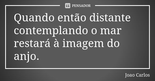 Quando então distante contemplando o mar restará à imagem do anjo.... Frase de João Carlos.