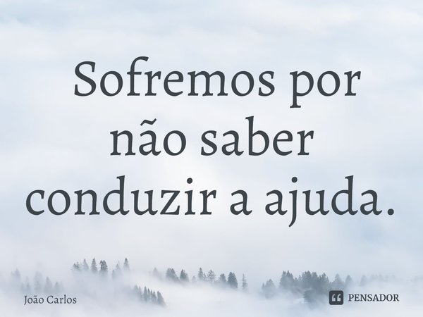 ⁠ Sofremos por não saber conduzir a ajuda.... Frase de Joao Carlos.