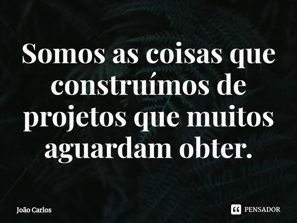 ⁠Somos as coisas que construímos de projetos que muitos aguardam obter.... Frase de Joao Carlos.