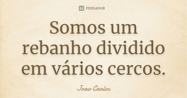 Somos um rebanho dividido em vários cercos.... Frase de João Carlos.