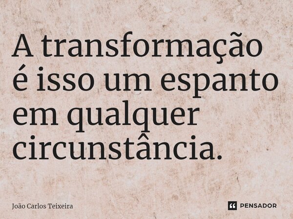 ⁠A transformação é isso um espanto em qualquer circunstância.... Frase de João Carlos Teixeira.