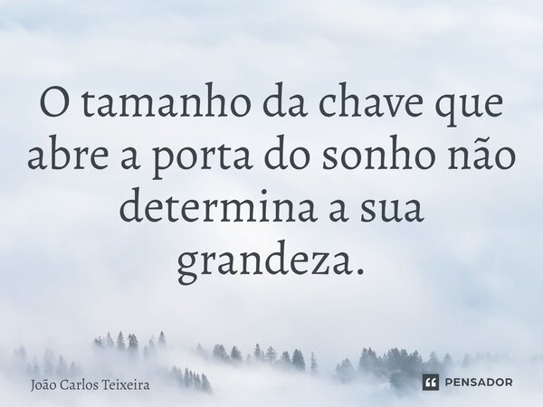 ⁠O tamanho da chave que abre a porta do sonho não determina a sua grandeza.... Frase de João Carlos Teixeira.