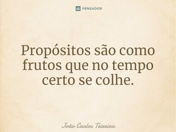 ⁠Propósitos são como frutos que no tempo certo se colhe.... Frase de João Carlos Teixeira.