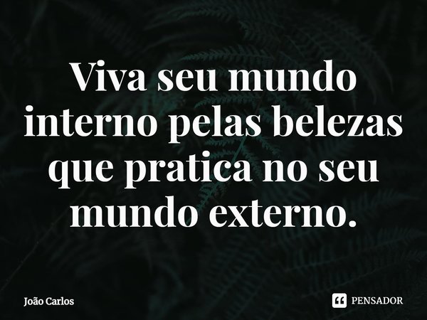 ⁠Viva seu mundo interno pelas belezas que pratica no seu mundo externo.... Frase de Joao Carlos.
