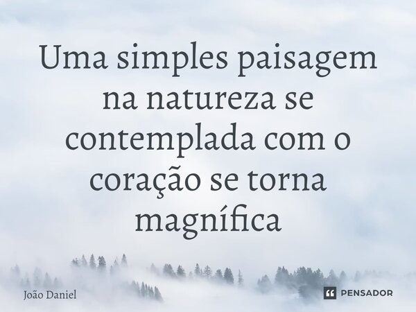 ⁠Uma simples paisagem na natureza se contemplada com o coração se torna magnífica... Frase de João Daniel.