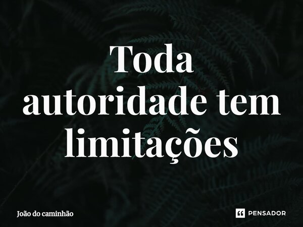 ⁠Toda autoridade tem limitações... Frase de João do caminhão.