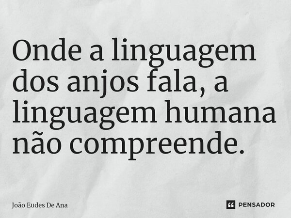 ⁠Onde a linguagem dos anjos fala, a linguagem humana não compreende.... Frase de João Eudes De Ana.