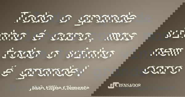 Todo o grande vinho é caro, mas nem todo o vinho caro é grande!... Frase de João Filipe Clemente.