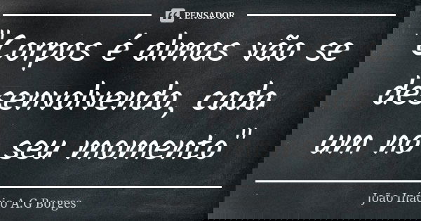 "Corpos é almas vão se desenvolvendo, cada um no seu momento"... Frase de João Inácio A.G Borges.