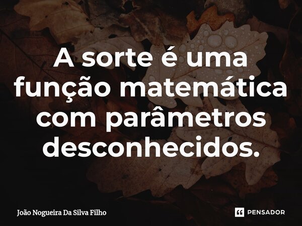 ⁠A sorte é uma função matemática com parâmetros desconhecidos.... Frase de João Nogueira Da Silva Filho.