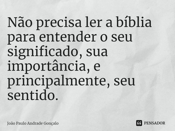 ⁠Não precisa ler a bíblia para entender o seu significado, sua importância, e principalmente, seu sentido.... Frase de João Paulo Andrade Gonçalo.